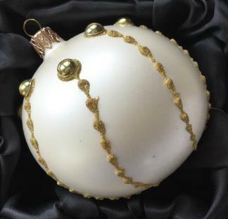 Koule bílá perleť se zlatým dekorem, 6 cm