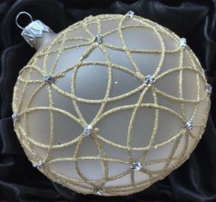 Koule zlatý ornament se stříbrnou tečkou, 8 cm