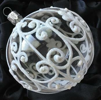 Koule čirá s ornamenty, 8 cm